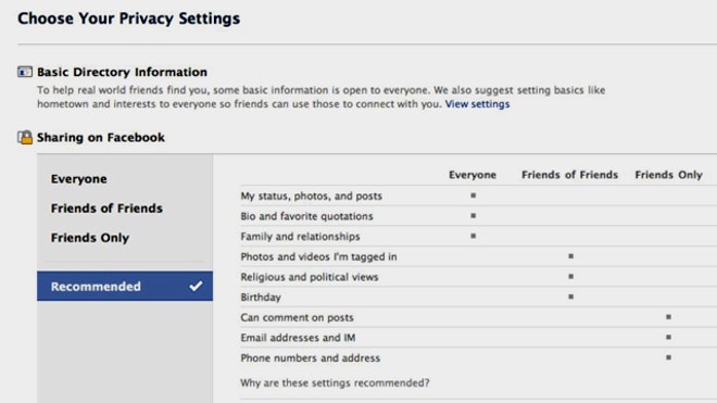New Facebook Privacy Settings